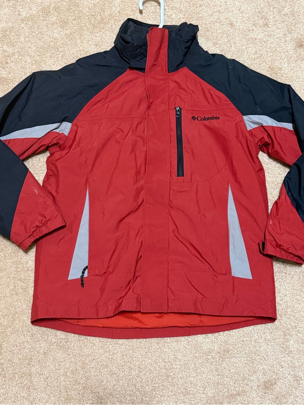 Columbia Bugaboo Ski Red & Black Kids' Jacket/Reflective Panels/fleece lined
